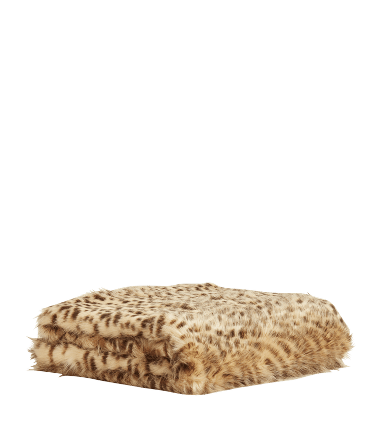 Faux Fur Throw - Cheetah/Blue