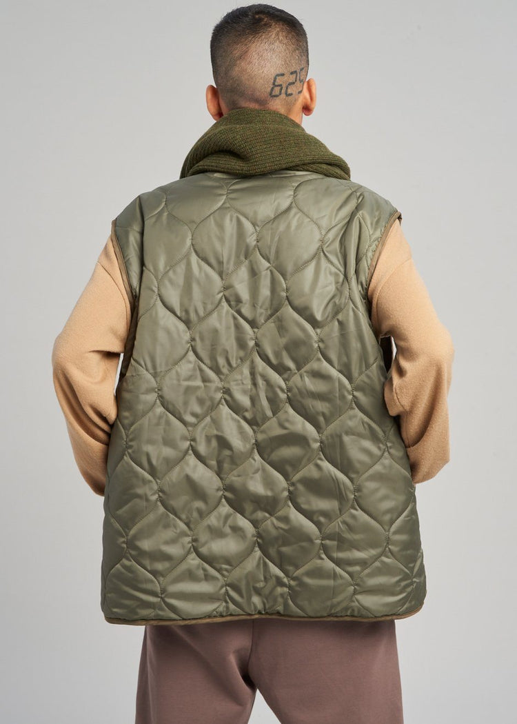 Anouk Quilted Vest - Khaki Brown Vest The Frankie Shop