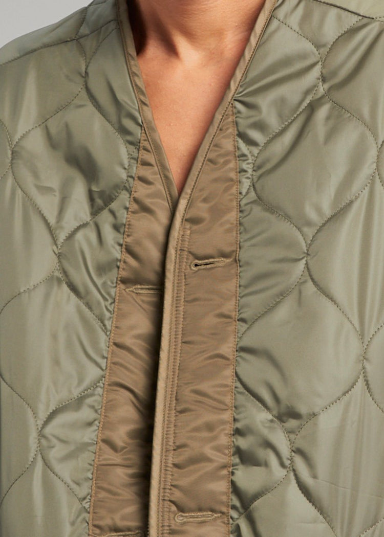 Anouk Quilted Vest - Khaki Brown Vest The Frankie Shop