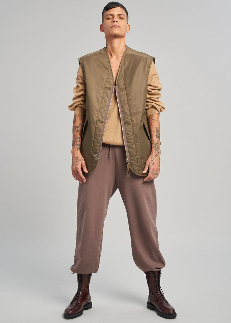 Anouk Quilted Vest - Khaki Brown Vest The Frankie Shop