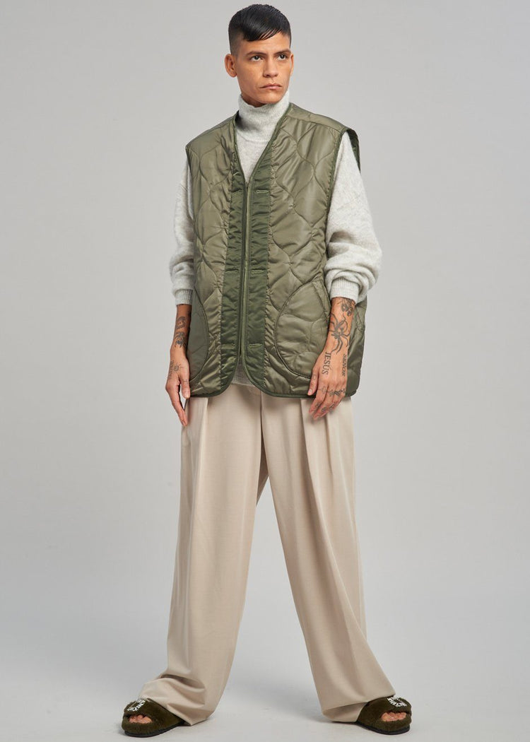 Anouk Quilted Vest - Olive Vest The Frankie Shop