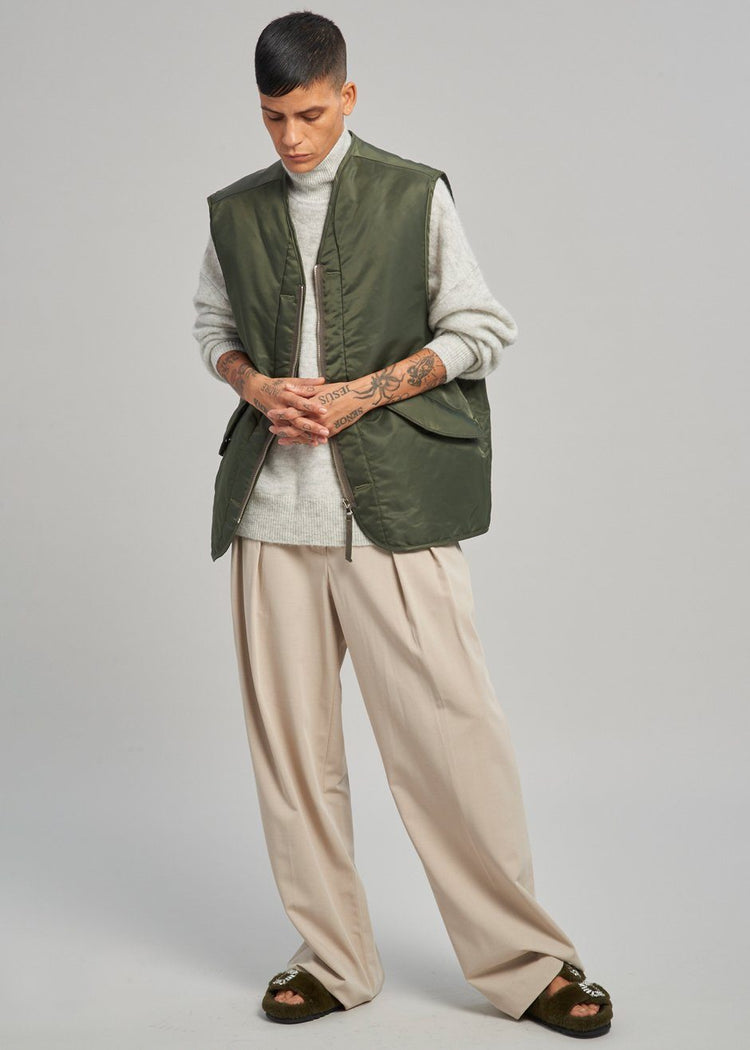 Anouk Quilted Vest - Olive Vest The Frankie Shop
