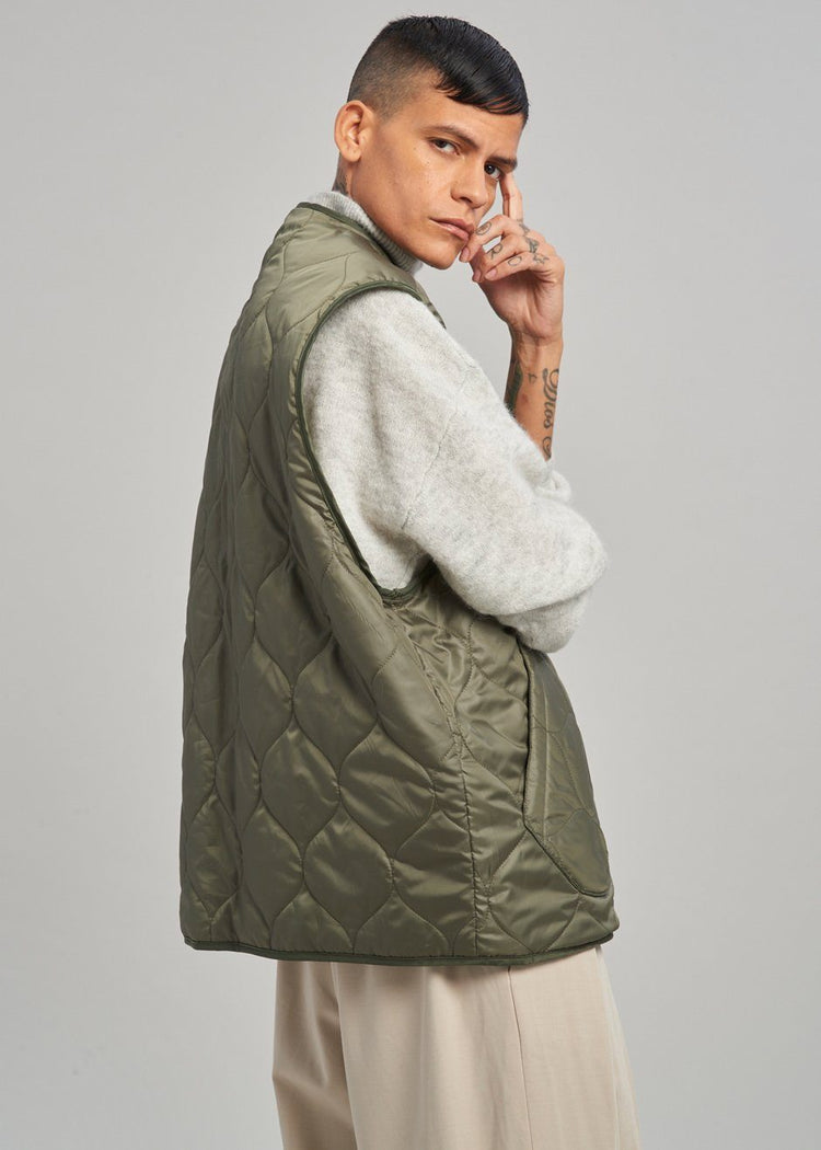 Anouk Quilted Vest - Olive Vest The Frankie Shop