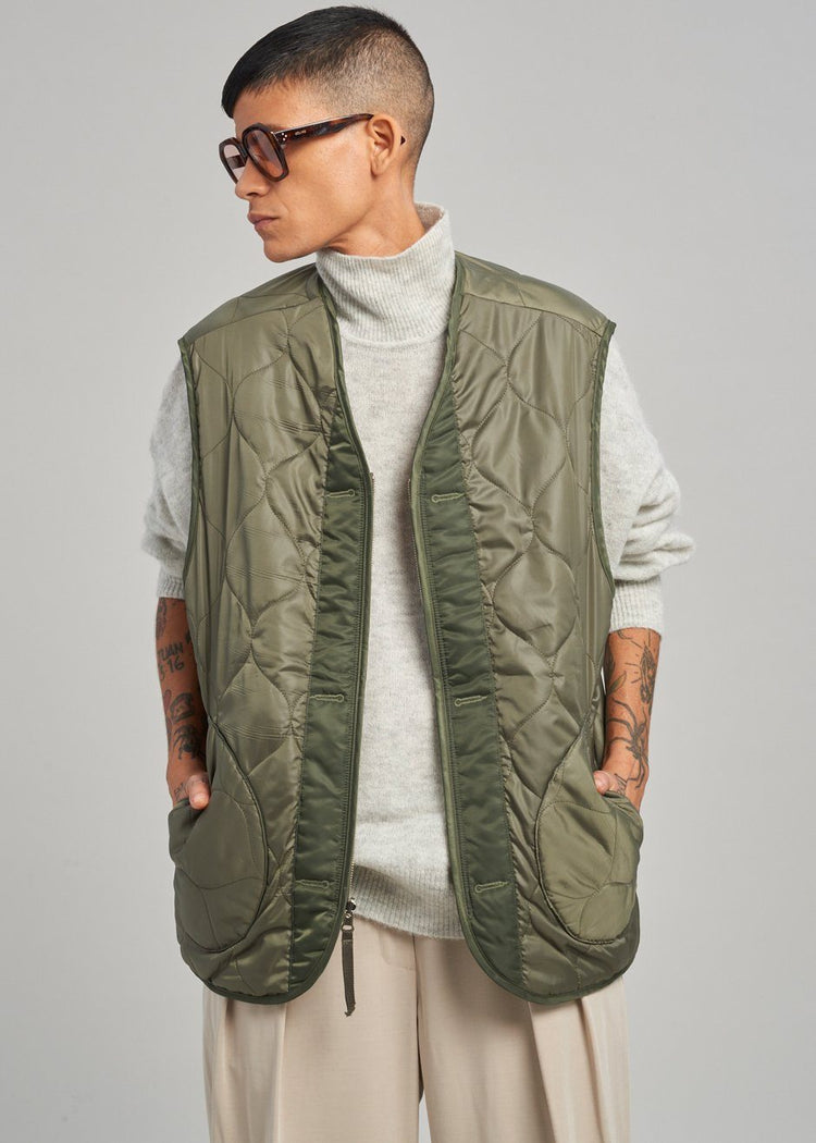 Anouk Quilted Vest - Olive Vest The Frankie Shop