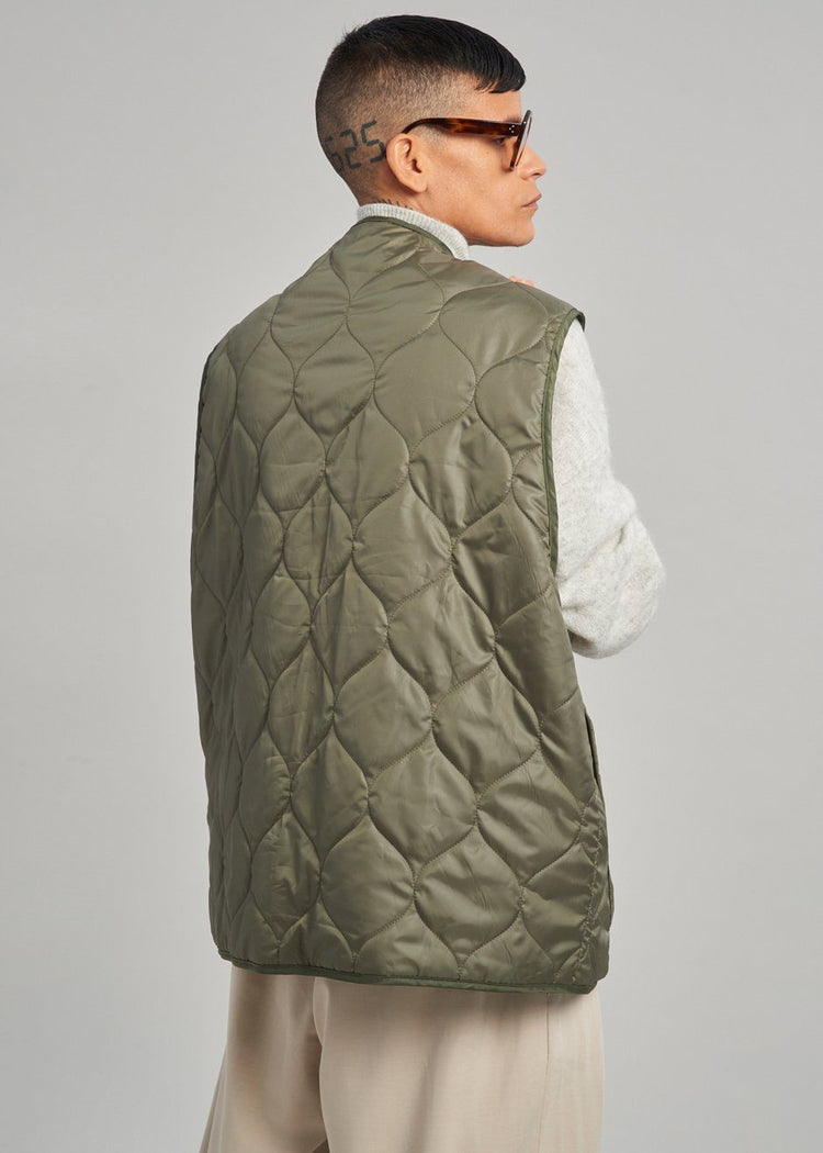 Anouk Quilted Vest - Olive Vest The Frankie Shop