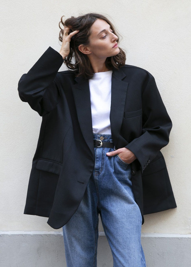 Black Oversized Boyfriend's Blazer Blazer Blossom