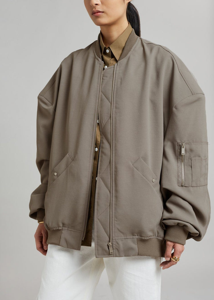 Lumi Bomber Jacket - Dark Olive Jacket The Frankie Shop