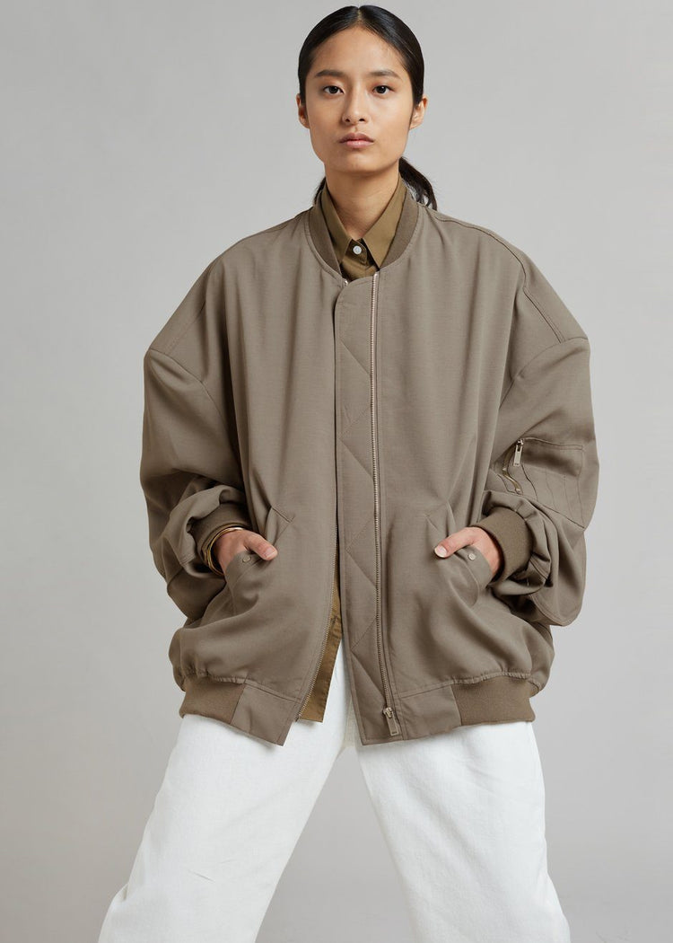 Lumi Bomber Jacket - Dark Olive Jacket The Frankie Shop