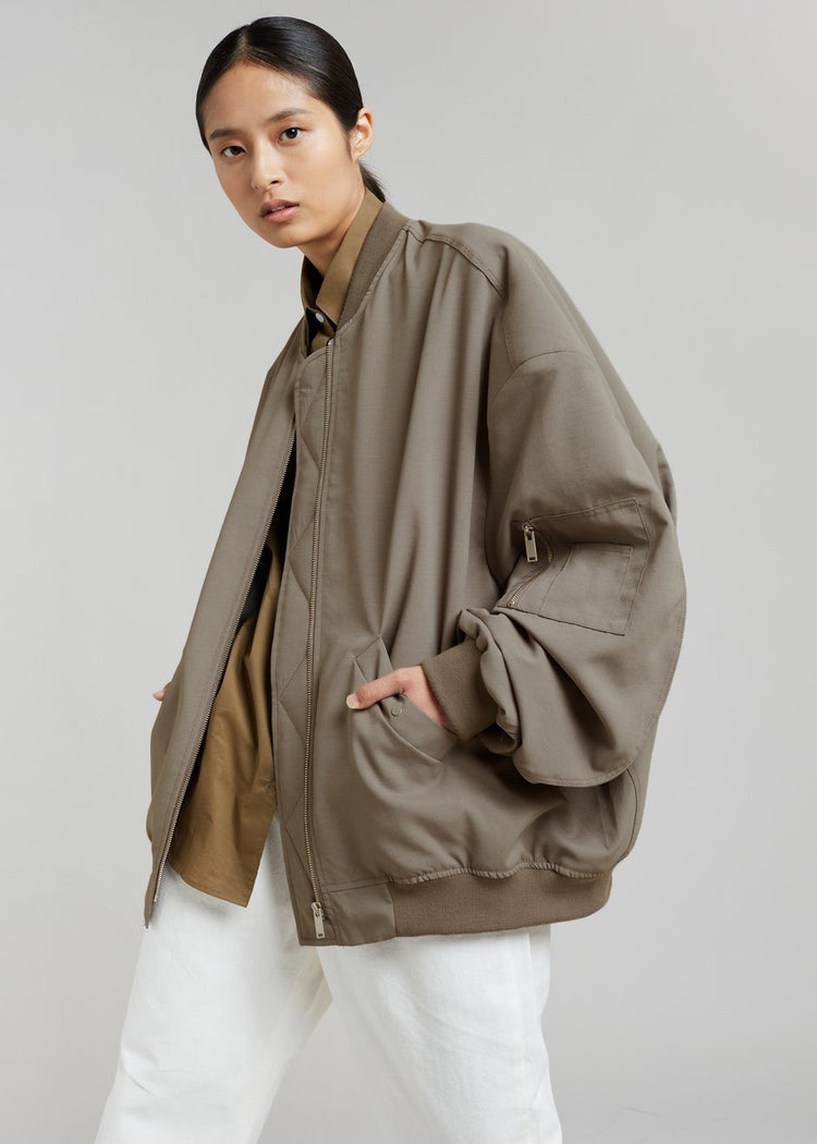 Lumi Bomber Jacket - Dark Olive Jacket The Frankie Shop