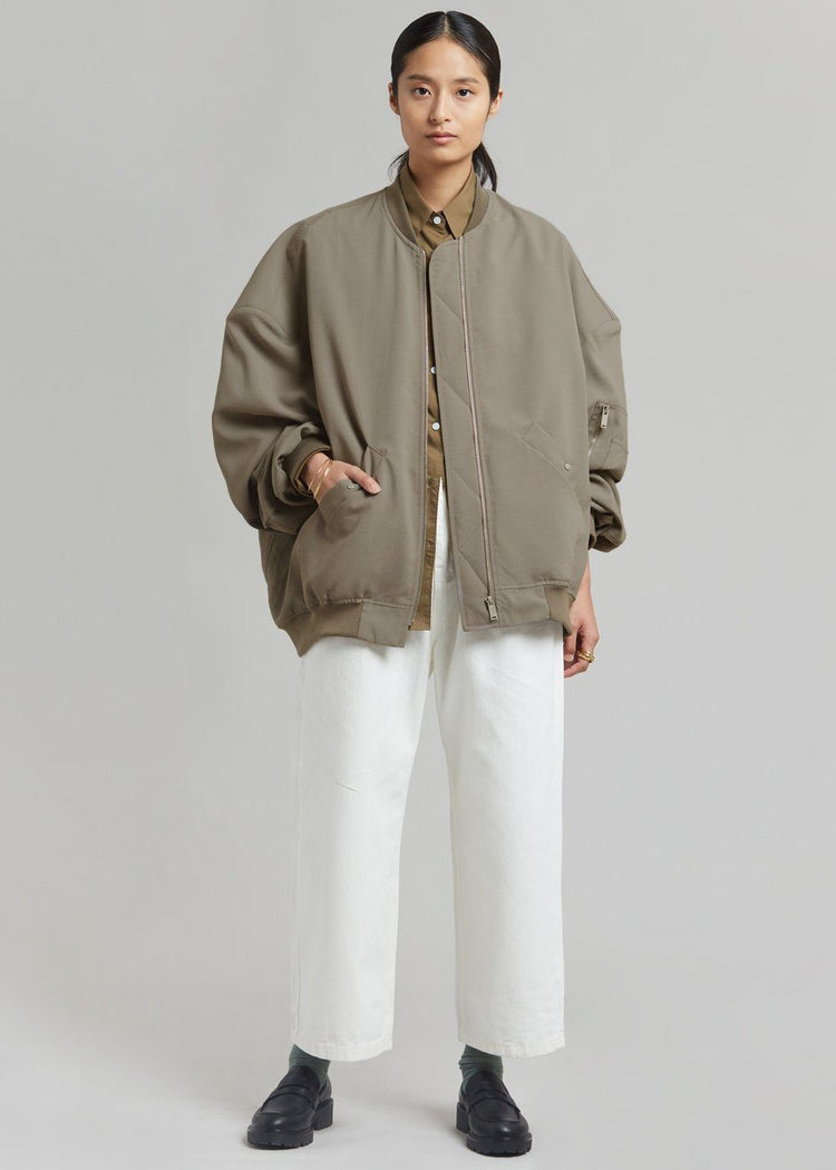 Lumi Bomber Jacket - Dark Olive Jacket The Frankie Shop