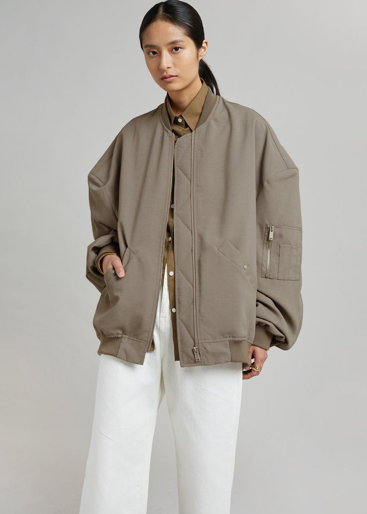 Lumi Bomber Jacket - Dark Olive Jacket The Frankie Shop