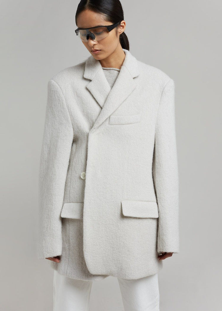 Mabel Fuzzy Oversized Blazer - Birch Blazer The Frankie Shop