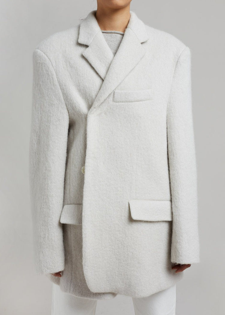 Mabel Fuzzy Oversized Blazer - Birch Blazer The Frankie Shop