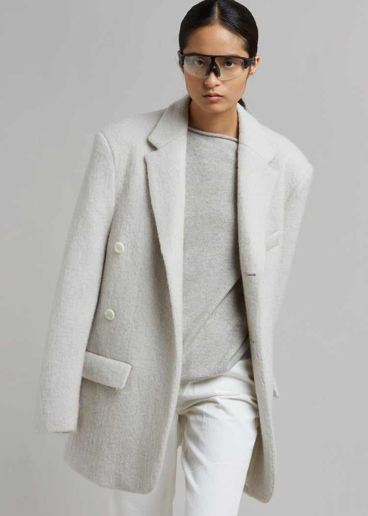 Mabel Fuzzy Oversized Blazer - Birch Blazer The Frankie Shop