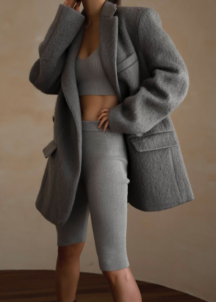 Blazer surdimensionné Mabel en duvet - Vison