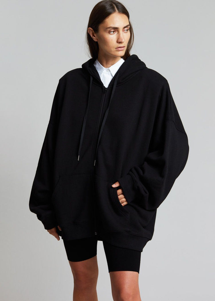 Moana Zip Hoodie - Black Sweatshirt The Frankie Shop