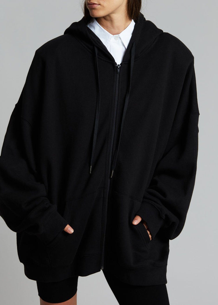 Moana Zip Hoodie - Black Sweatshirt The Frankie Shop
