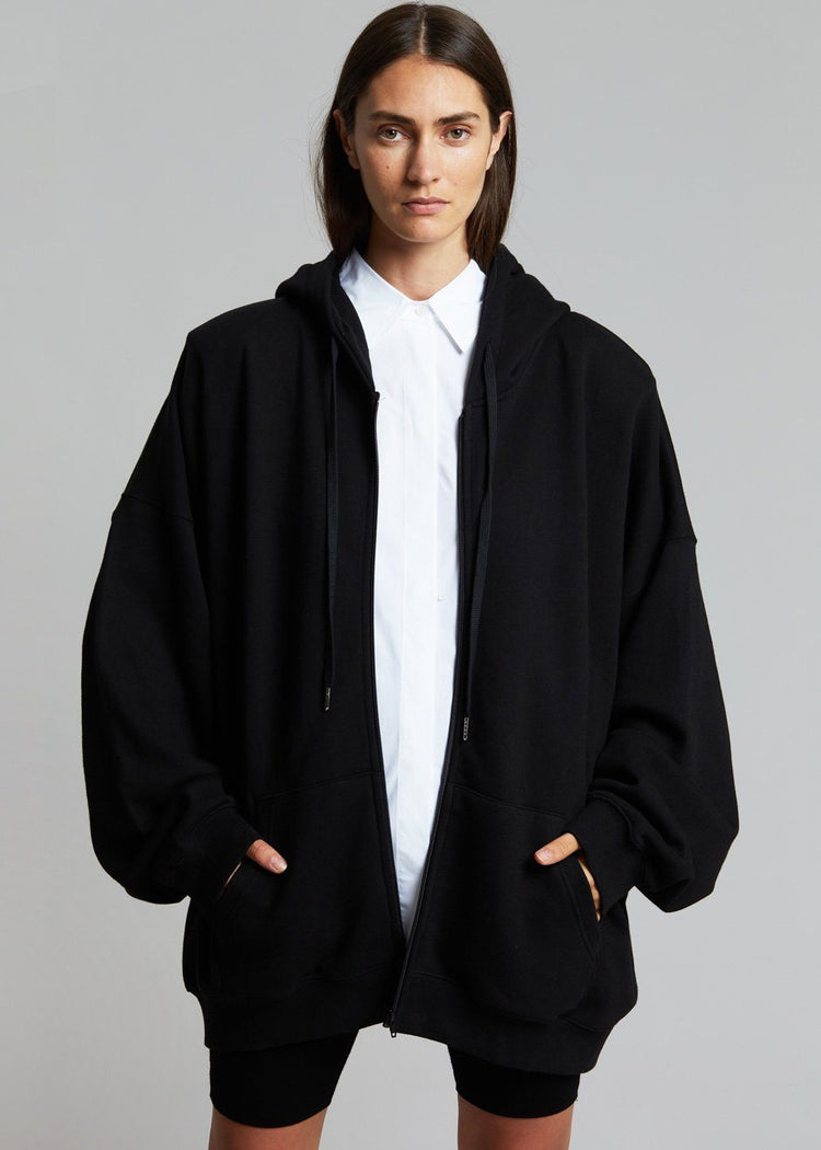 Moana Zip Hoodie - Black Sweatshirt The Frankie Shop