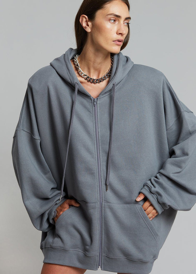 Moana Zip Hoodie - Charcoal Sweatshirt The Frankie Shop