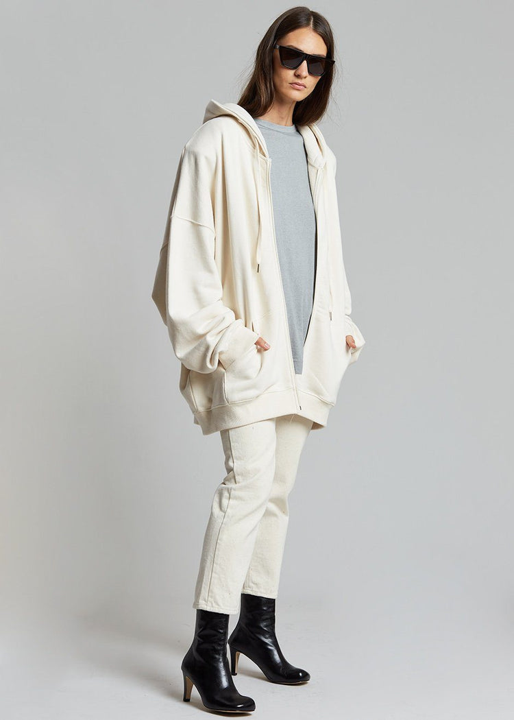 Moana Zip Hoodie - Cream Sweatshirt The Frankie Shop