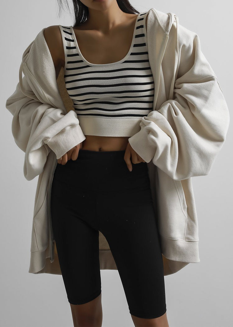 Moana Zip Hoodie - Cream Sweatshirt The Frankie Shop