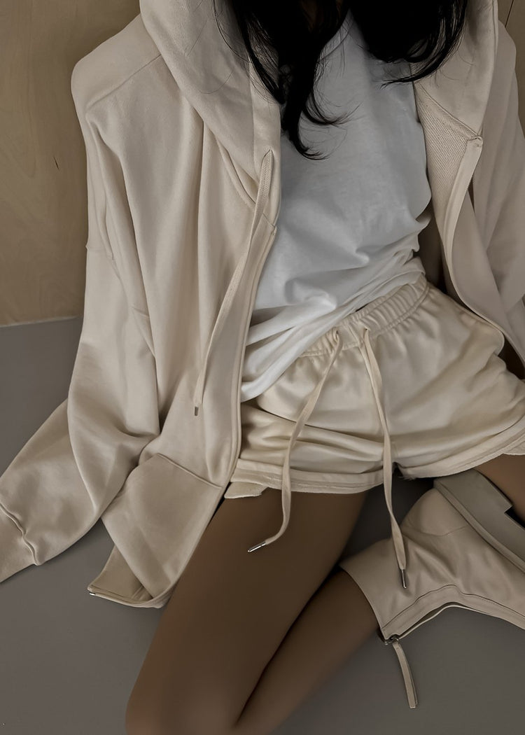 Moana Zip Hoodie - Cream Sweatshirt The Frankie Shop