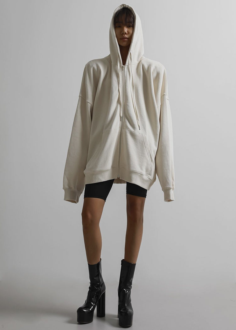 Moana Zip Hoodie - Cream Sweatshirt The Frankie Shop