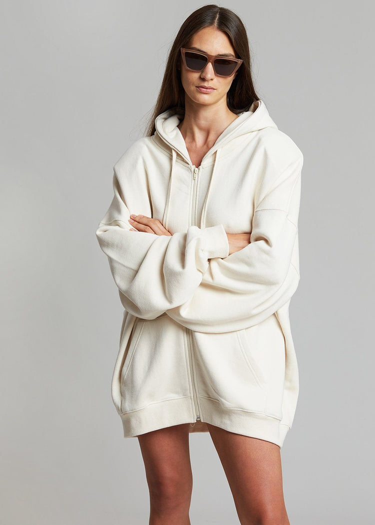 Moana Zip Hoodie - Cream Sweatshirt The Frankie Shop