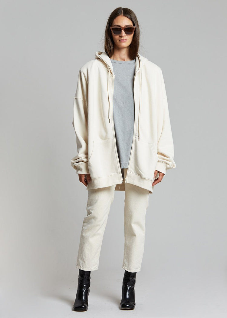 Moana Zip Hoodie - Cream Sweatshirt The Frankie Shop
