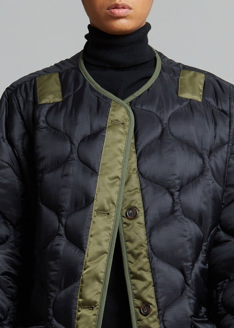 Teddy Quilted Jacket - Black/Olive Jacket The Frankie Shop