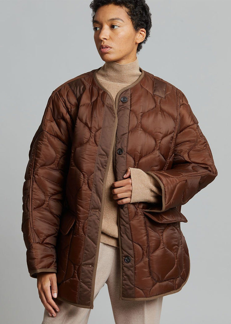Teddy Quilted Jacket - Chocolate Jacket The Frankie Shop