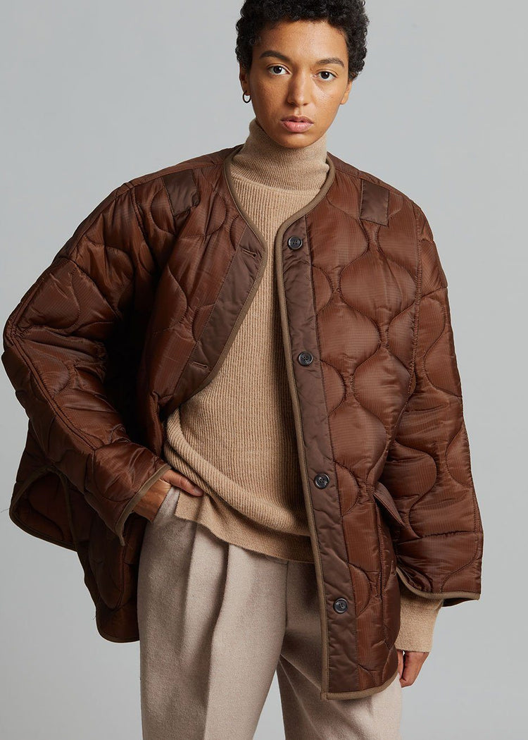 Teddy Quilted Jacket - Chocolate Jacket The Frankie Shop