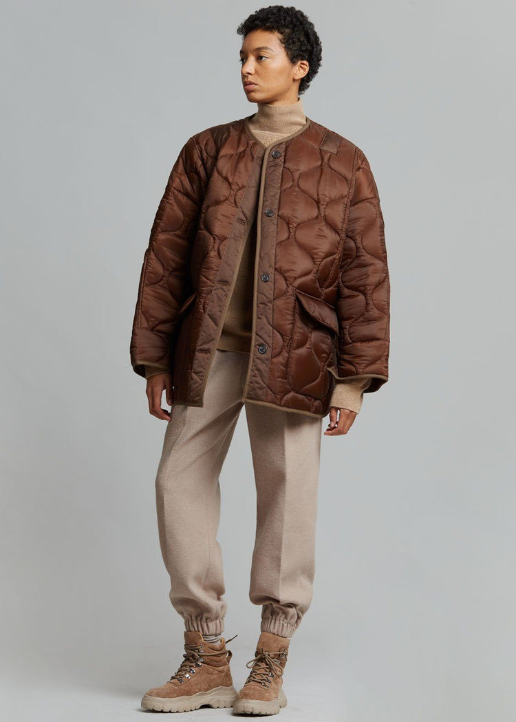 Teddy Quilted Jacket - Chocolate Jacket The Frankie Shop