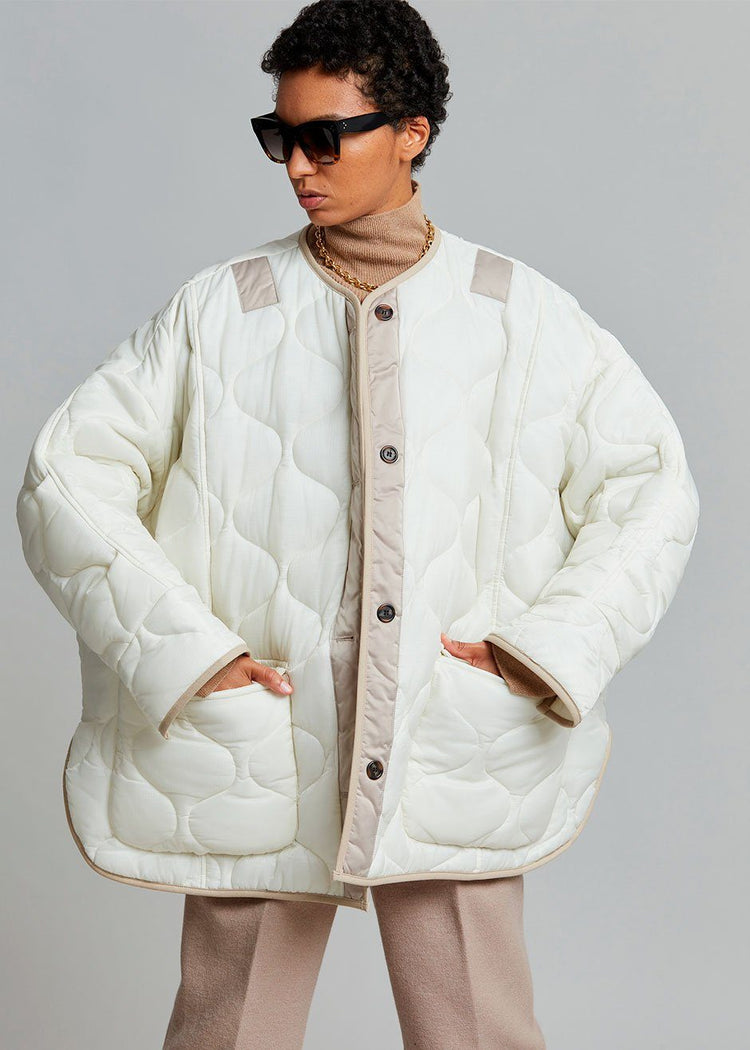 Teddy Quilted Jacket - Ivory/Clay Jacket The Frankie Shop