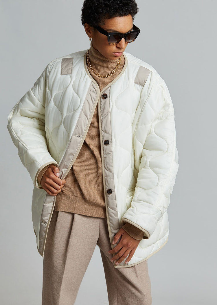 Teddy Quilted Jacket - Ivory/Clay Jacket The Frankie Shop