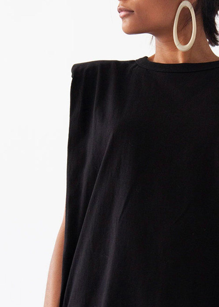 Tina Padded Shoulder Dress- Black Dress The Frankie Shop