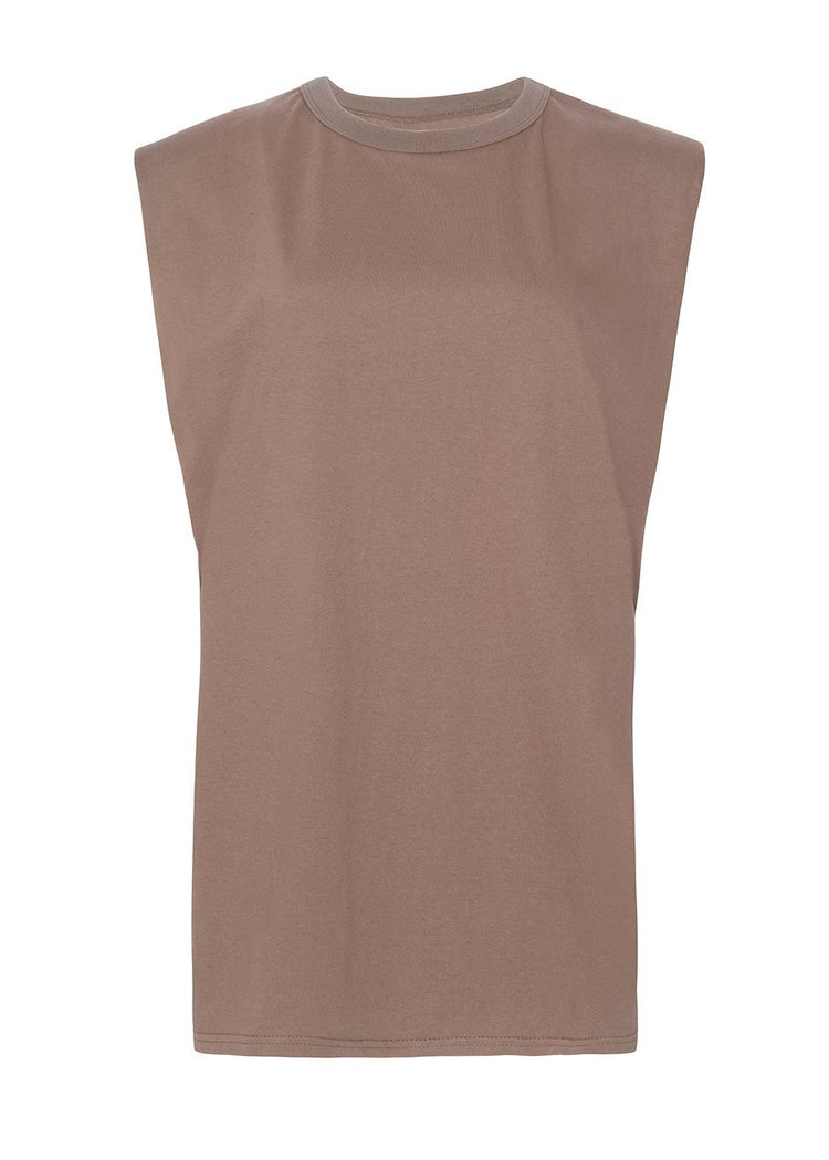 Tina Padded Shoulder Dress- Mocha Dress The Frankie Shop
