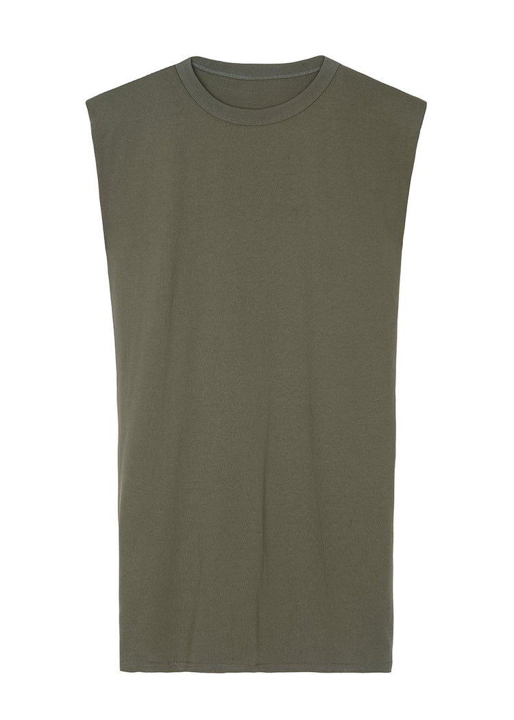 Tina Padded Shoulder Dress- Olive Khaki Dress The Frankie Shop