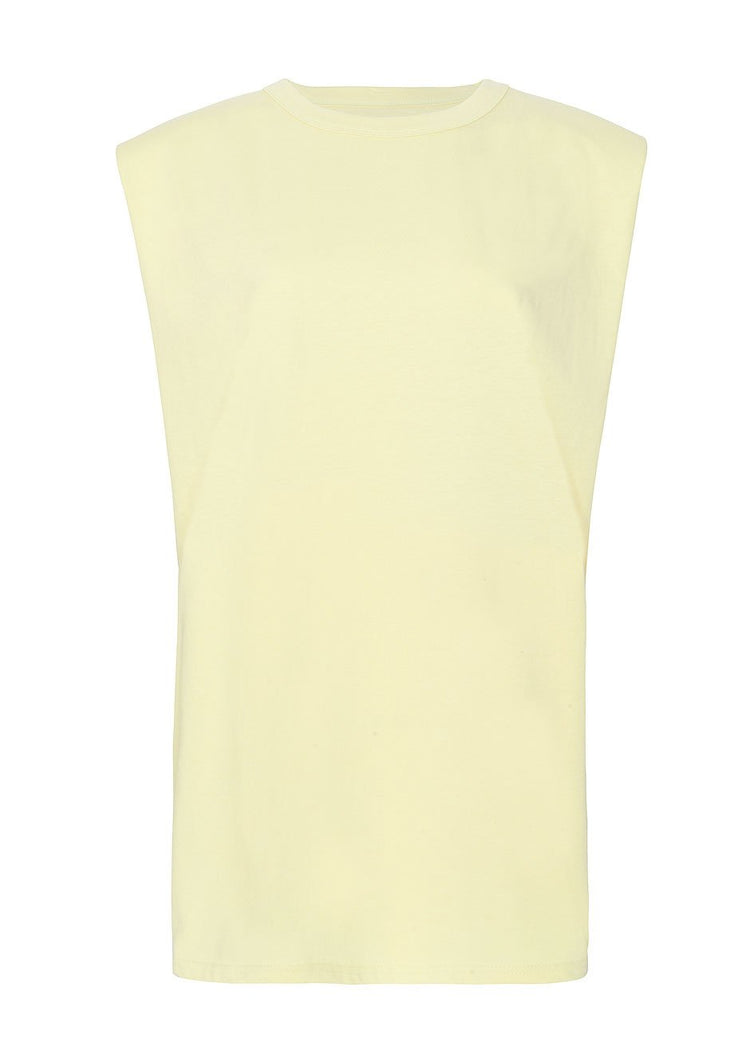 Tina Padded Shoulder Dress- Pale Yellow Dress The Frankie Shop