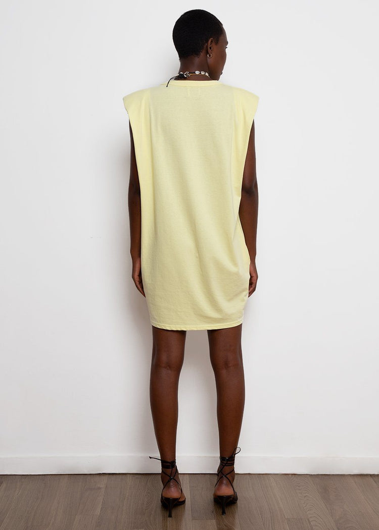Tina Padded Shoulder Dress- Pale Yellow Dress The Frankie Shop