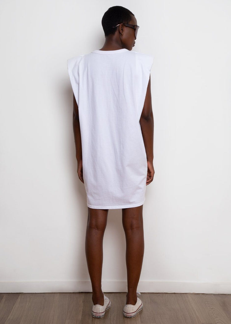 Tina Padded Shoulder Dress- White Dress The Frankie Shop