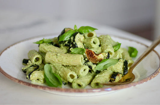 Avo-Pesto & Roasted Courgette Rigatoni