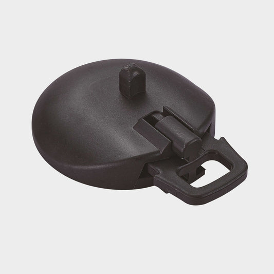 Black plastic clip on a light gray background