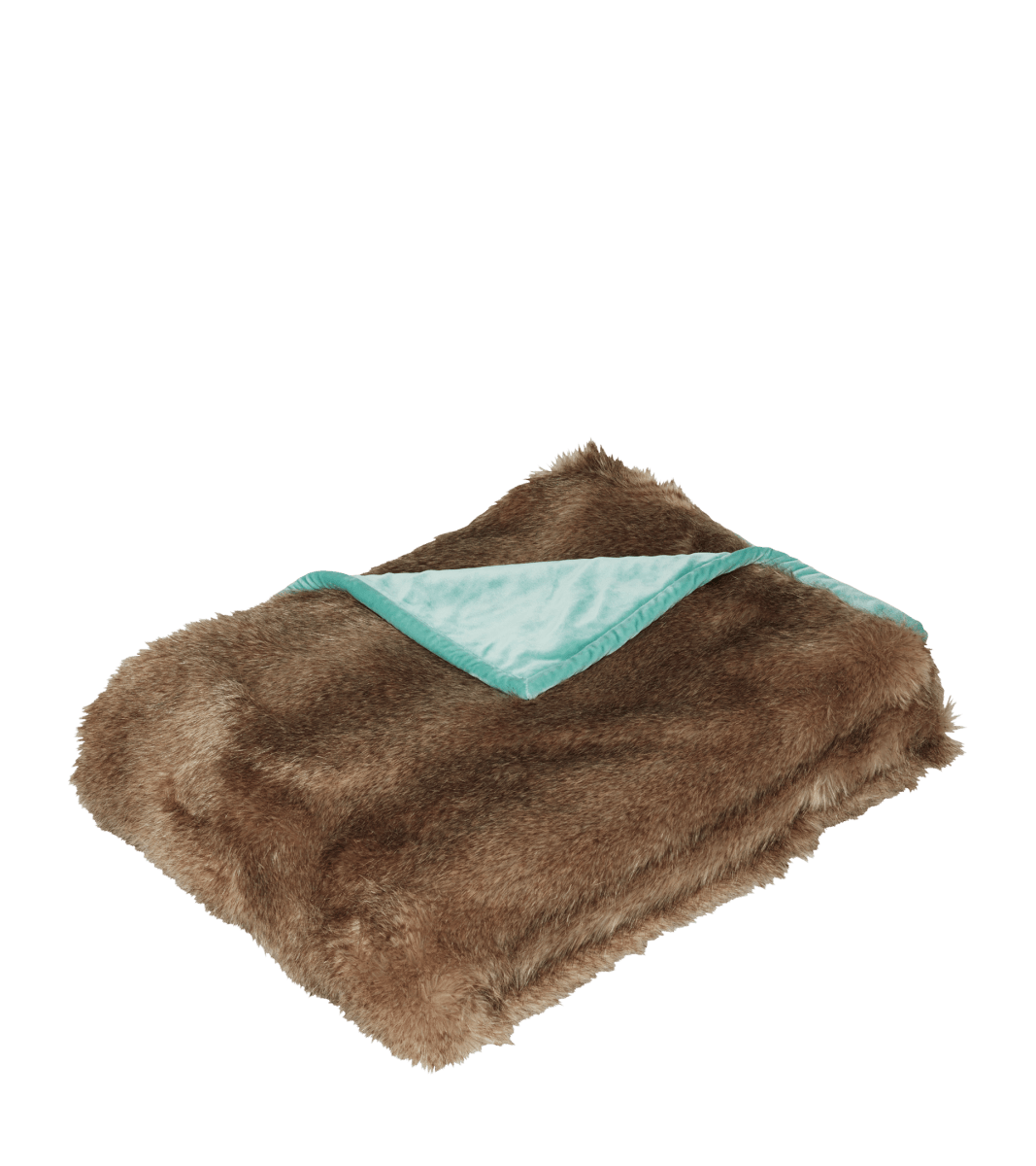Faux Fur Throw - Chinchilla/Pale Turquoise