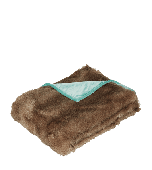 Faux Fur Throw - Chinchilla/Pale Turquoise
