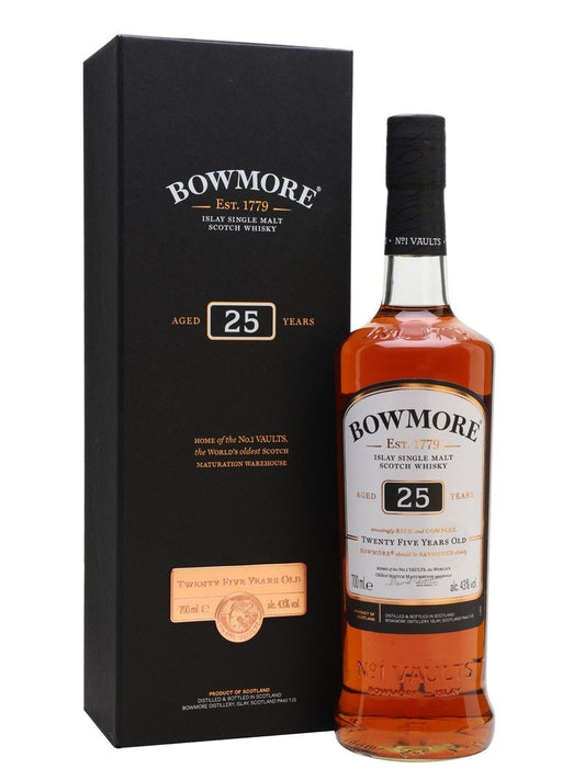 Bowmore 25 Year Old Malt Whisky, 70 cl - The Bottle Club