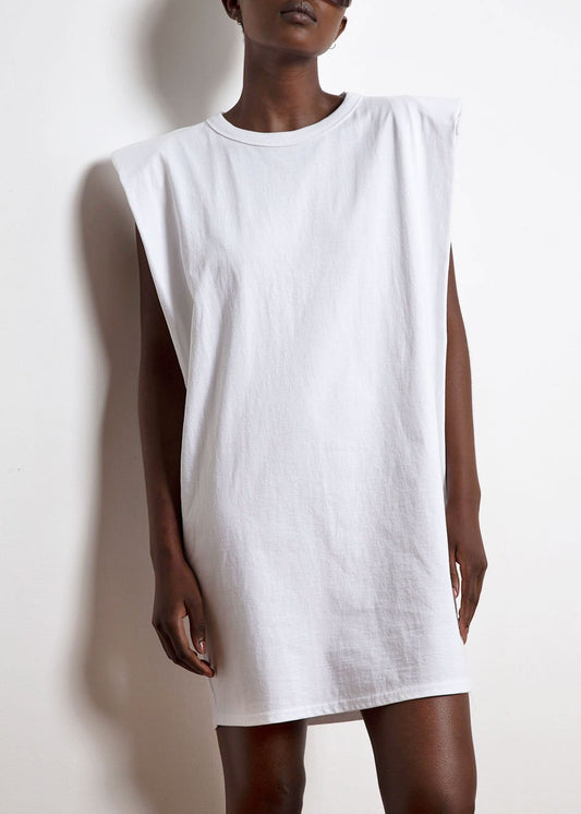 Robe moulante à épaules rembourrées Tina - Blanche