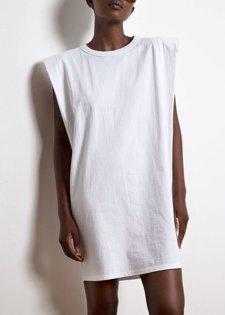 Robe moulante à épaules rembourrées Tina - Blanche