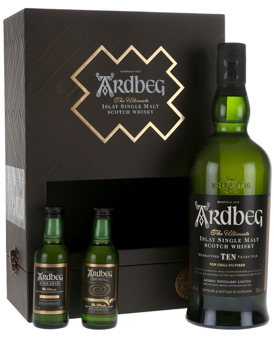 Coffret cadeau Ardbeg 10 ans Exploration, 70 cl + 2 x 5 cl