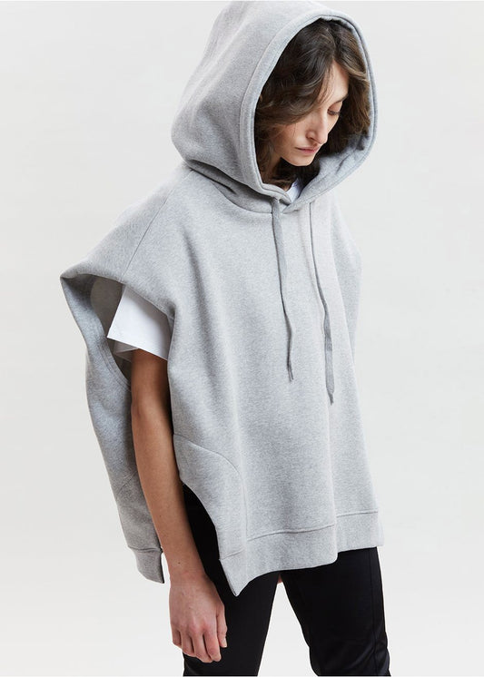 Sweat à capuche sans manches Alex gris à épaules dénudées